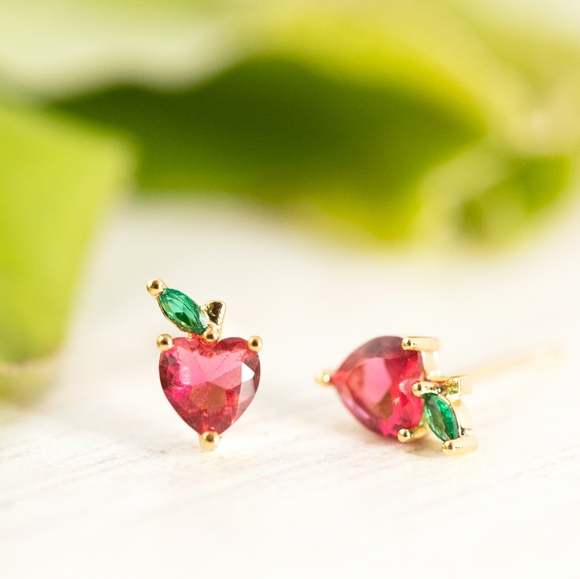 Dainty Apple Studs (S925) - Only 3 left! - Picture 4 of 11